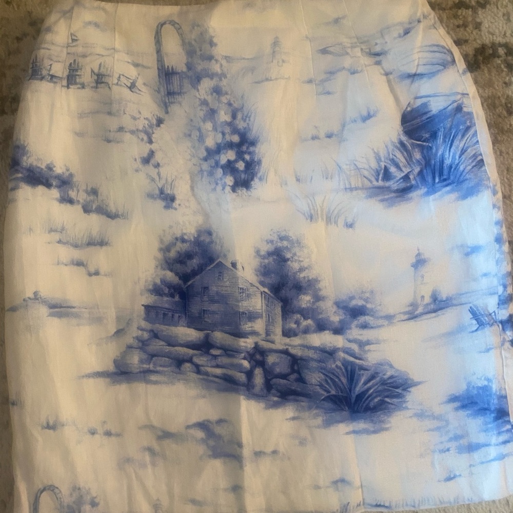 Talbots white with blue skirt size 6